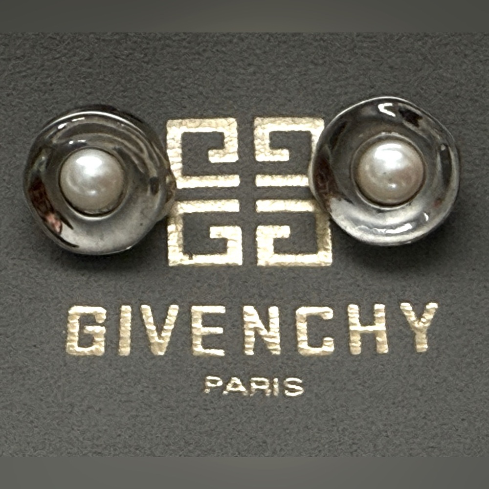 GIVENCHY Pearl Silver Tone Earrings